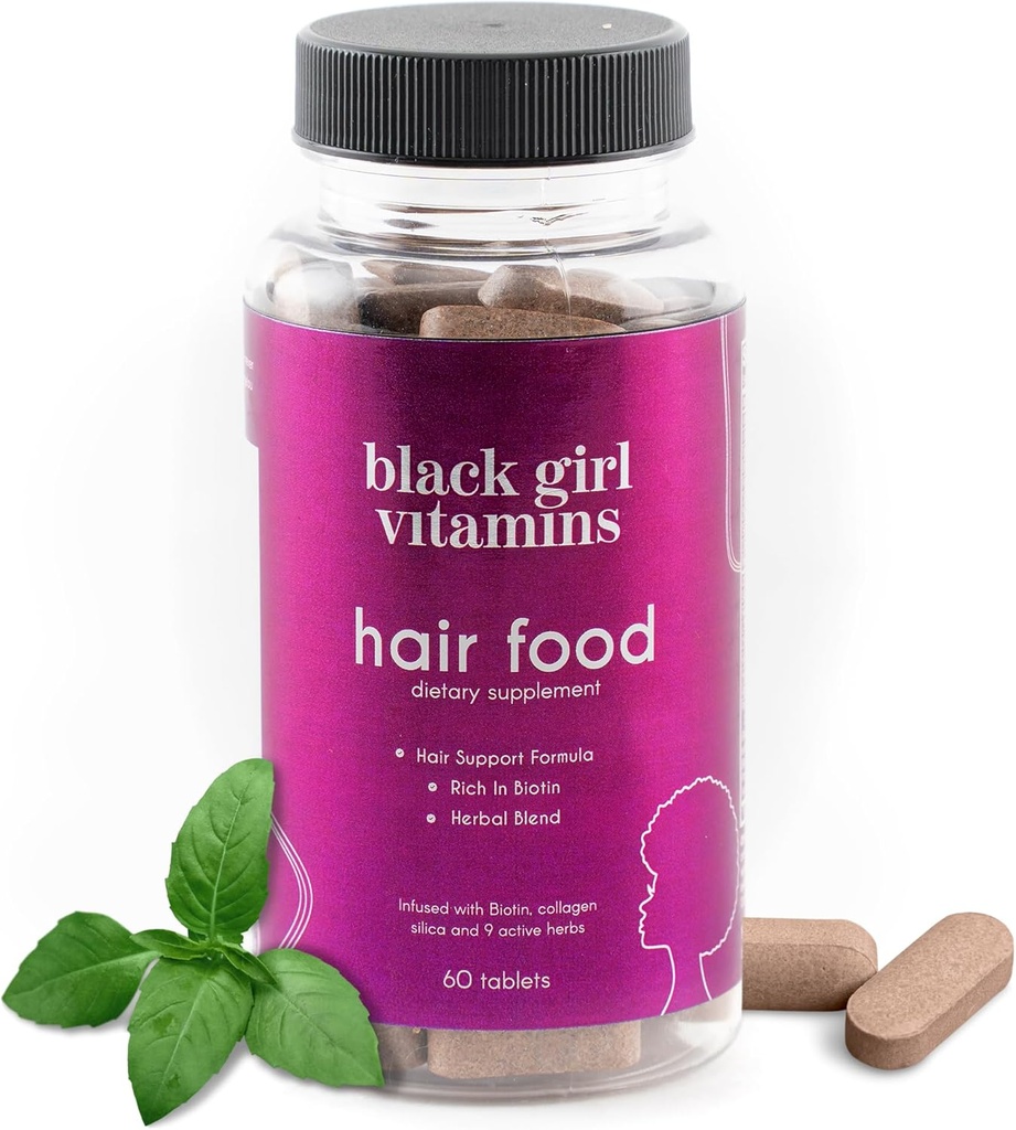 Musta tyttö vitamiinit - hiusten ruoka Biotiini täydentää kollageeni hiusten kasvua tukea, vegaaninen, Gluteeniton, 60ct