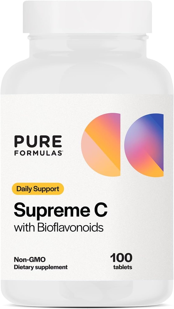PureFormulas Supreme C with Bioflavonoids - 100 tablettia 1000 mg C-vitamiinia, Citrus Bioflavonoids Complex, Rose HIPS 