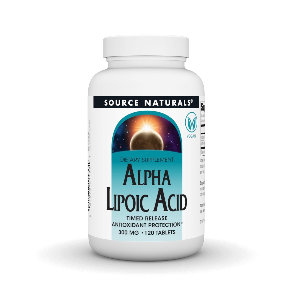 Source Naturals Alpha Lipoic Acid, aika vapautunut antioksidanttisuoja* - 120 Aikarelease tablettia