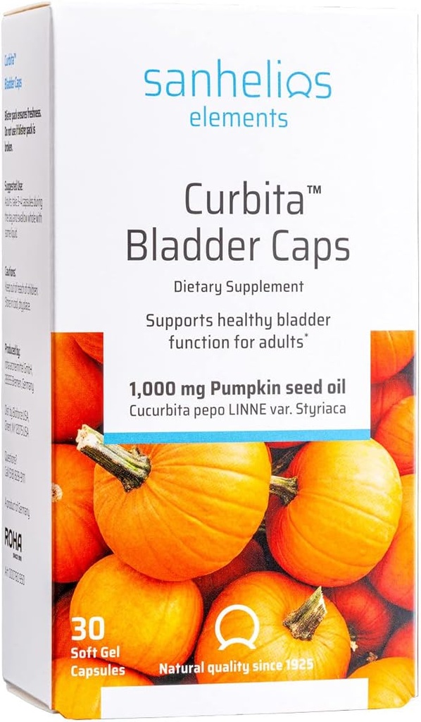 Sanhelios Curbita rakko Caps Kurpitsa siemenöljy 1000mg - Terve rakkotoiminto Tuki täydentää miesten ja naisten - ei-GMO, sokeriton, säilöntäaineeton, gluteeniton - 30 Softgel kapselit