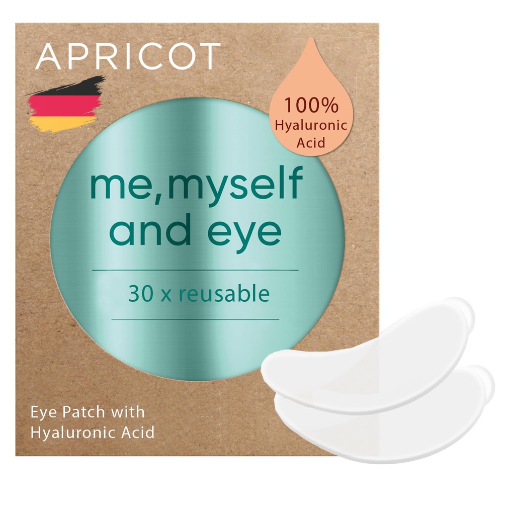 APRIKOT silmälaastarit hyaluronihappo (pakkaus 1) I Anti-aging silmät taput "minä, itse ja silmä" I Vähentää silmän ryppyjä I Uudelleenkäytettävät silmälappuja I Silikoni tyynyt ryppyjä Tein Saksassa