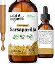 Wild & Organic Sarsaparilla Root Drops - Detox Cleanse Drops - Sarsaparilla Powder Based Tincture - Vegaani, sokeri & alkoholiton neste täydennysosa - 2 fl oz
