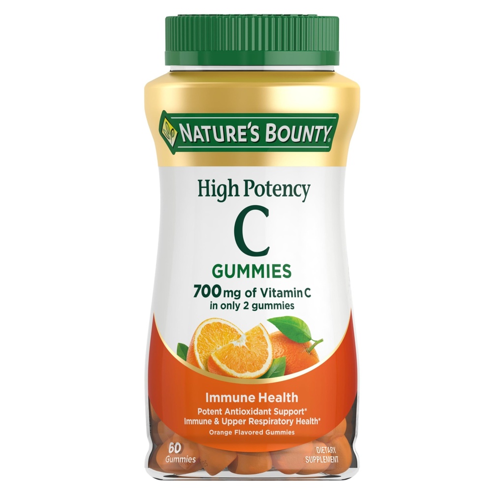 Luonto. Bounty C-vitamiini Gummy 700mg, korkea Potenssi C-vitamiini purukumit aikuisille, Immuunituki täydentää, ruokavalion täydentää, Orange Flavor, 60 Ct