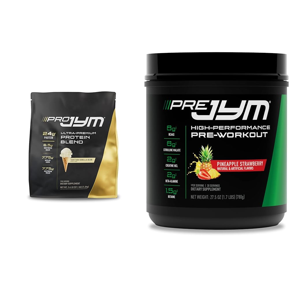 PRO JYM 45 Tarjoilut - Tahitian Vanilla Bean & Pre JYM 30 Tarjoilut - Ananas mansikka