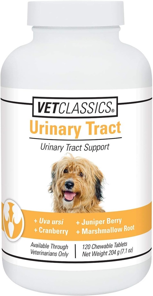 Vet Classics Urinary Tract Dog Supplement- Urinary Tract Support för hundar, Pet Incontinence-Cranberry Dog Supplements- Chewable Tablets 120 Ct.