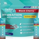 Elektrolyyttijauhe Sokeriton nesteytyspakkaus Musta kirsikka HydroMATE 16 Sticks