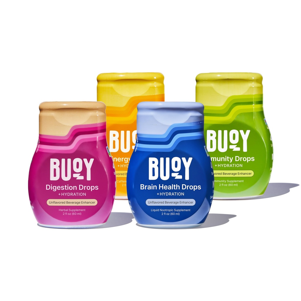 Buoy Electrolyte Drops Variety Pack Digestion + Brain + Energy + Immuniteetti 160 Tarjoilut Ei sokeria, Ei makeuttajia ...