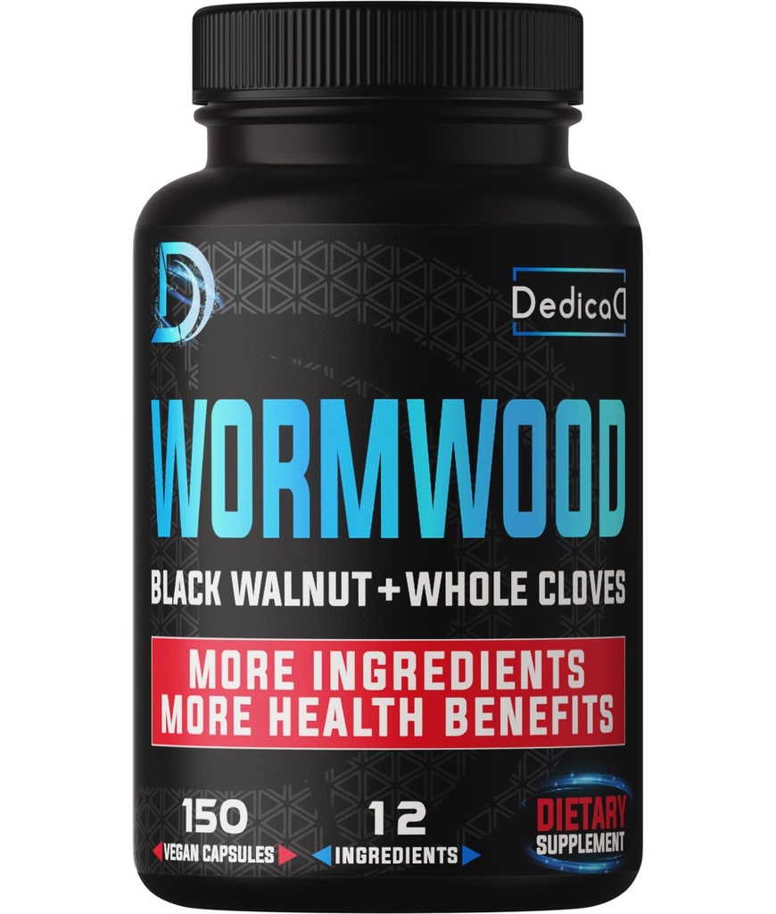 Premium Wormwood Extract kapselit - 5 kuukauden tarjonta Immuuni - 12 yrttiä sekoitettu Black Walnut lehdet, inkivääri, kurkuma & enemmän - 150 Counts