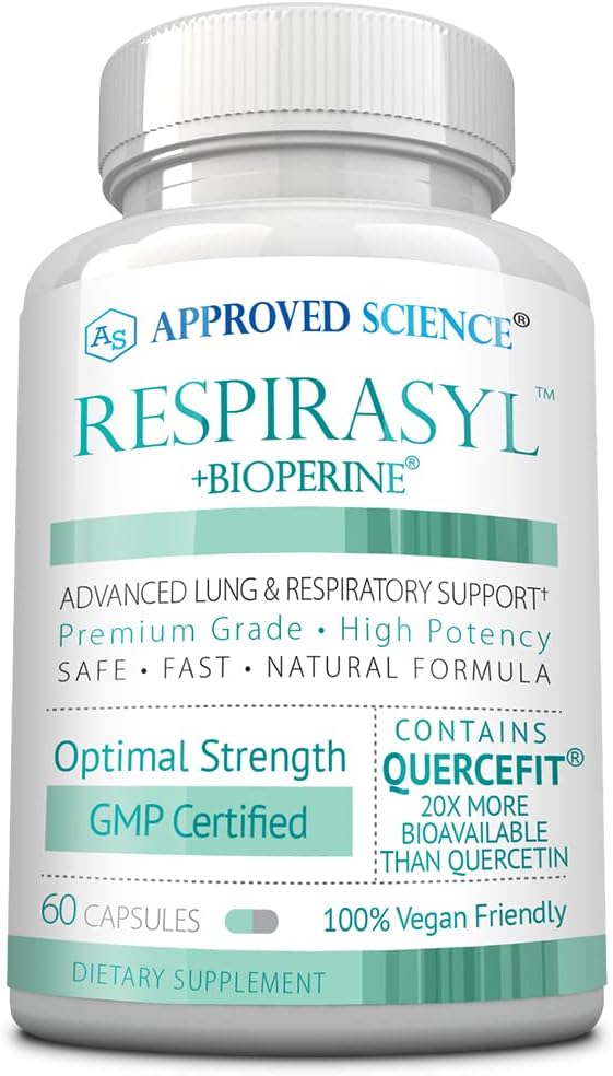 Hyväksytty Science® Respirasyl - Keuhkojen ja hengitysteiden tuki - Quercefit, vitamiinit A, C, D, BioPerine - 60 kapselia - valmistettu Yhdysvalloissa