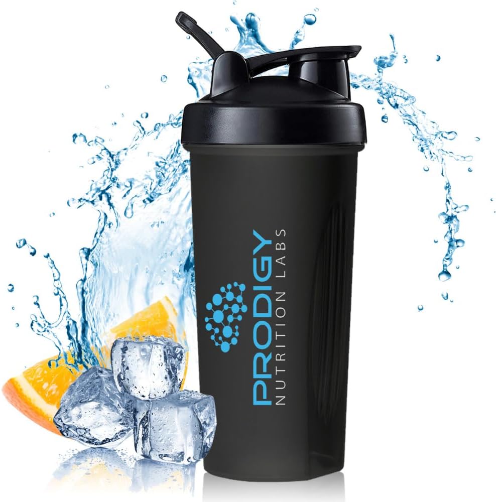 Protein Shaker 20oz Large Shaker Bottle Täydellinen harjoitteluun Lisäravinteet, Proteiinijauhe, Urheilujuomat, BCAA's, Aterian korvaaminen, BPA ilmaiseksi, Fitness innostajat urheilijat - musta