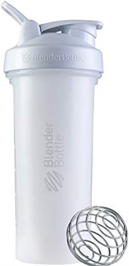 BlenderBottle Classic V2 Shaker Bottle Täydellinen proteiini Shakes ja pre workout, 28-Ounce, valkoinen