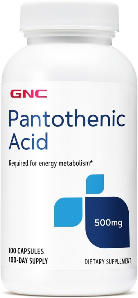 GNC Panthenic Acid 500 mg, 100 kapselia, tukee energiametabolia