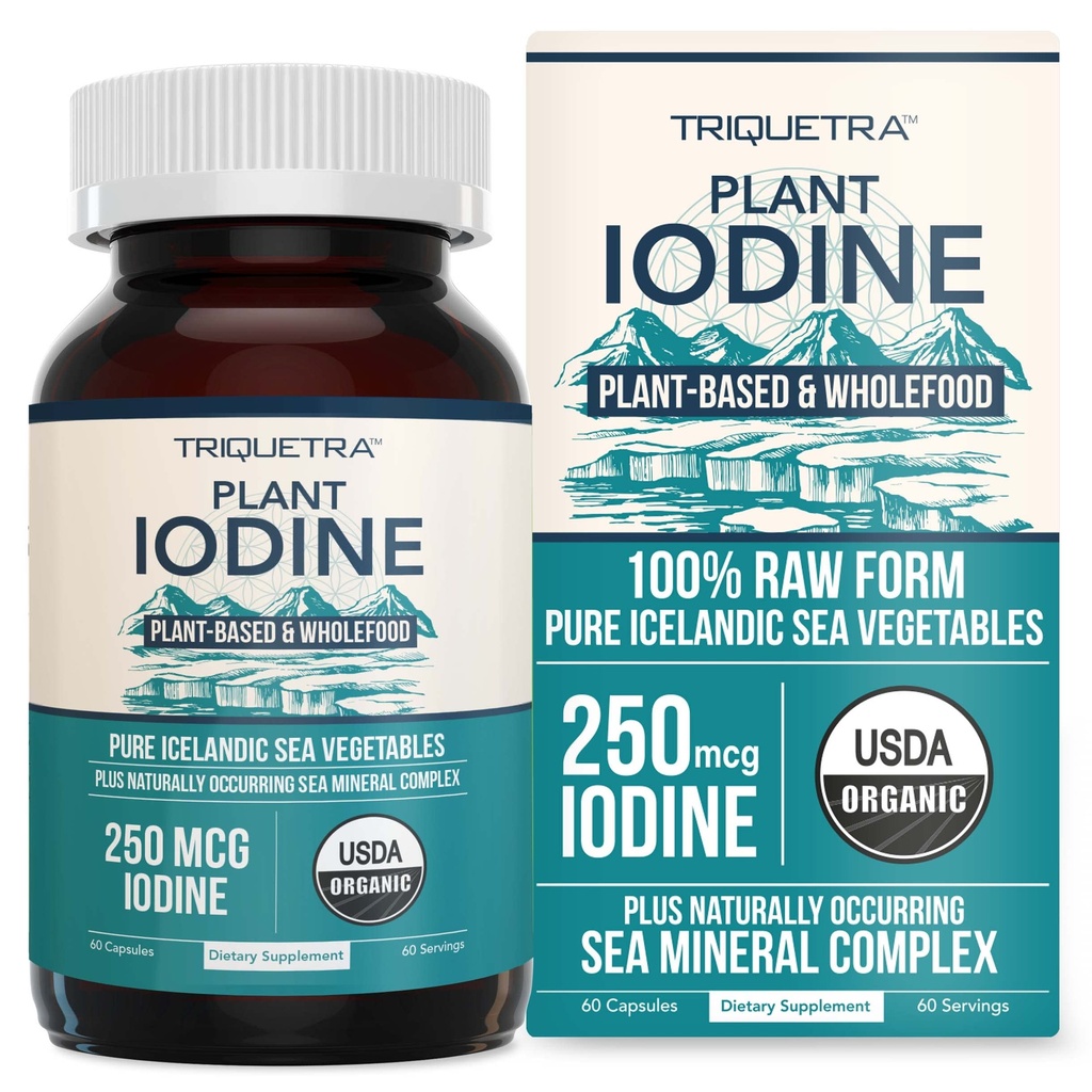 Organisk jod tillskott från Sea Vegetable Complex, Whole Food & Raw Form - Iodine Plus Trace Mineral Complex - Innehåller renaste isländska Sea Kelp, Irish Moss & Bladderwrack (250 mcg)