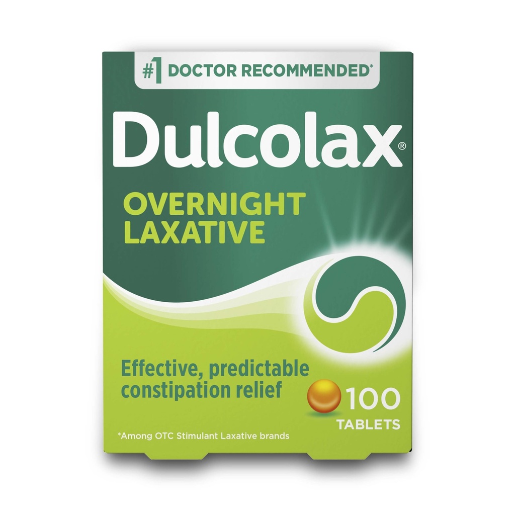 Dulcolax Stimulanttilaksatiivit, ennustettavissa olevat ja tehokkaat ummetuslääkkeet, lievittää harjoitusta ja turvotusta, Bisacodyyli 5 mg, 100