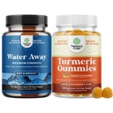 Bundle of Water Away Fluid Retention with Dandelion Leaf Extract & Green Tea for Bloating Relief and Turmeric Gummies for Aikuinen Persikka Flavor - Turmeric Curcumin with Black Pepper Extract ja inkivääri