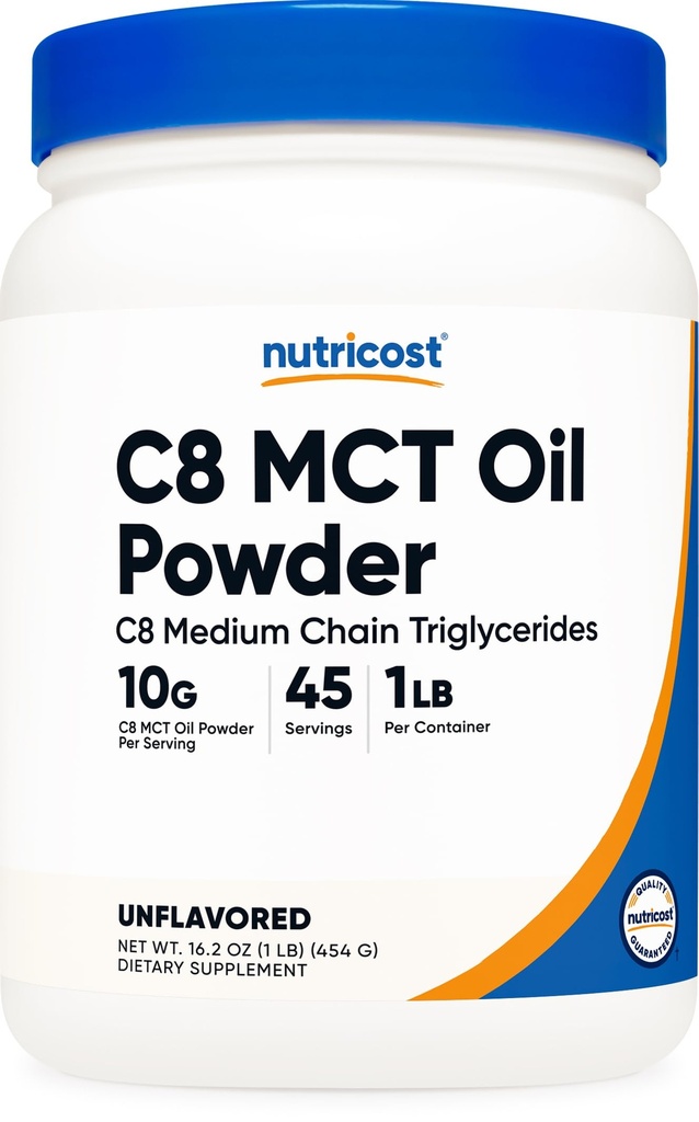 Nutricost C8 MCT Oil Powder 1LB (16,2oz) - 95% C8 MCT Oil Powder