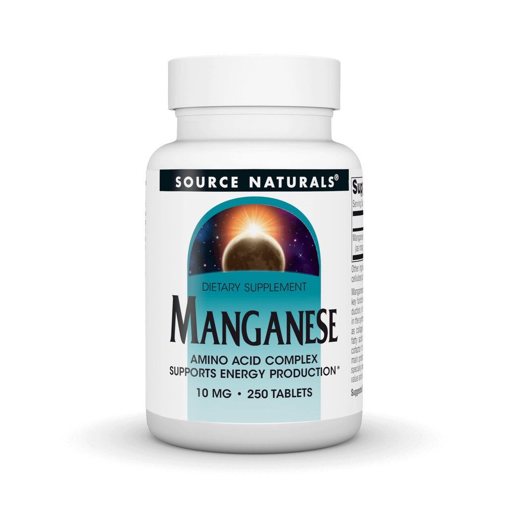 Source Naturals Mangaani, Amino Acid Chelate - Tukee energiantuotantoa - 250 tablettia