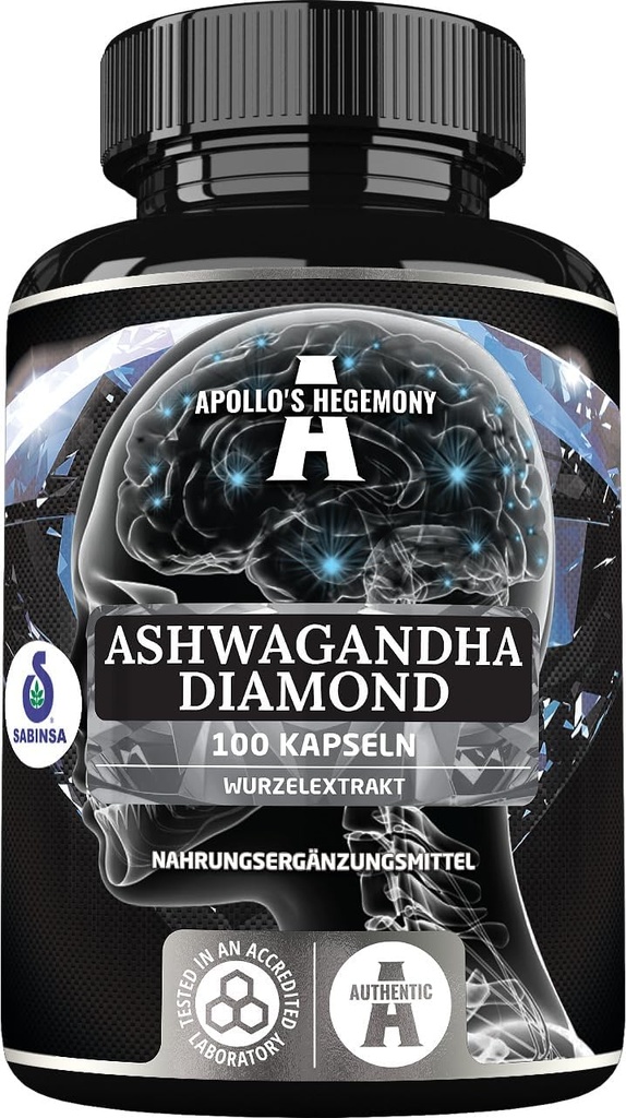 APOLLO's HEGEMONY Ashwagandha Extract 568 mg per tabletti, 100 vegaanista tablettia, 400 tarjoilua per pakkaus, Withania somnifera Extract sisältää 7% nanolideja, tukimuistia ja keskittymistä