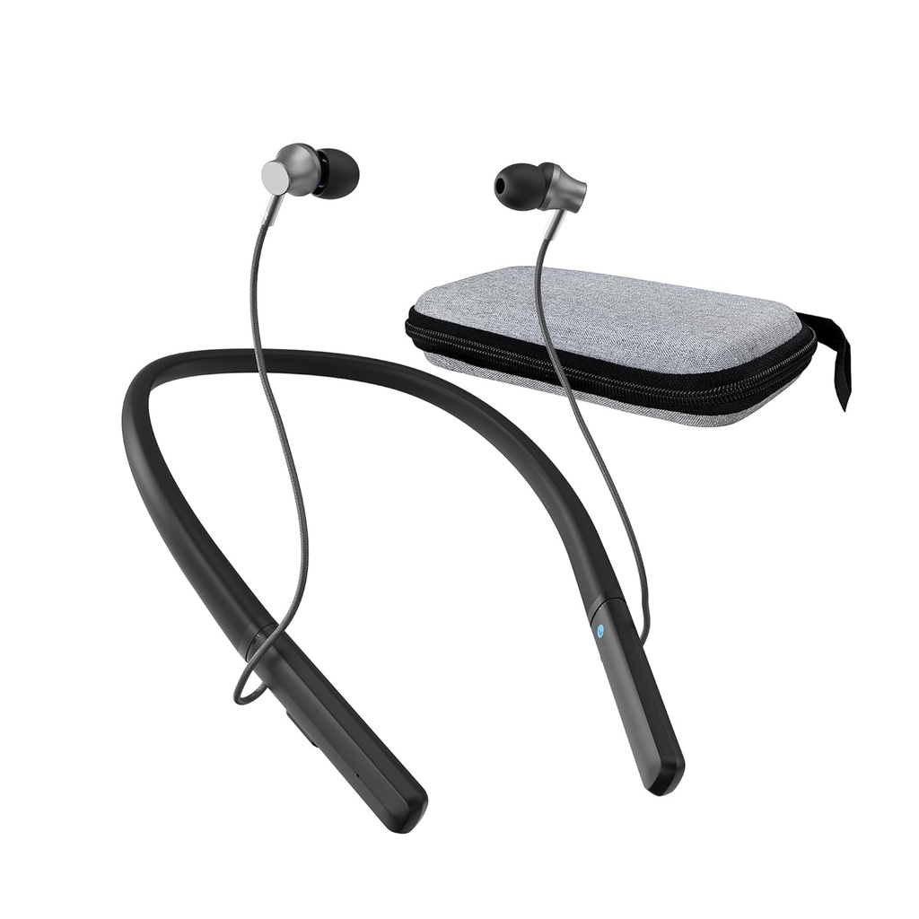 Neckband kuulolaitteet eläkeläisille, ladattava kuulolaite Bluetooth kuulokkeet melu Cancelling kuulovahvistin kuulon menetys musta