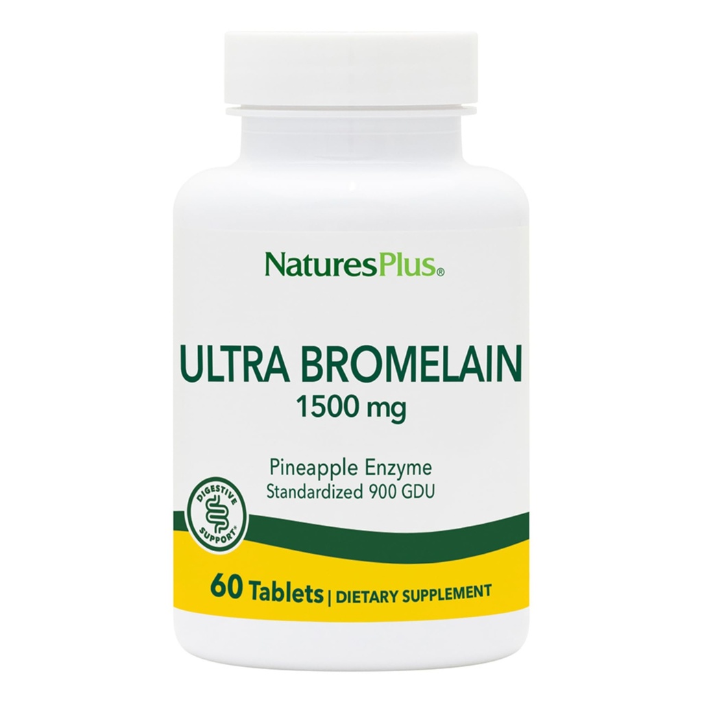 NaturesPlus Ultra Bromelain - 60 tabletter - 1500 mg Pineapple Bromelain - ger gemensamt stöd och främjar matsmältningshälsa - 60 portioner