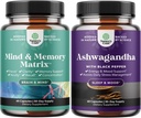 Bundle of Enhance Brain Memory, Boost Focus, Parantaa Clarity Mind Booster ja Mood Enhancer Organic Ashwagandha kapselit - Pure Ashwagandha jauhe Kilpirauhasen energiafokus