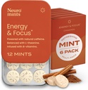 NeuroGum Energy Mints (72 Pieces) - Sokeri ilmaiseksi L-theaniini + luonnollinen kofeiini + B12-vitamiinia B6 - Nootrooppinen energia & Focus täydentää naisille ja miehille