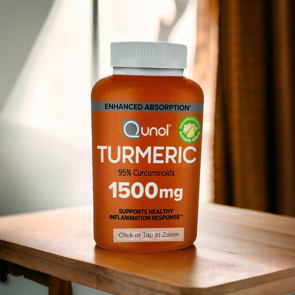 Gurkmeja Curcumin med svartpeppar och ingefära, Qunol 1500mg gurkmeja extrakt med 95% Curcuminoids, förbättrad absorption, stöder hälsosam inflammation svar, 180 vegetariska kapslar