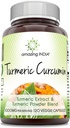Hämmästyttävä Intia Turmeric Curcumin 1000 Mg per tarjoilu ... 120 Kasviskapselin täydennysosa ...