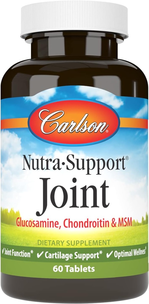 Carlson - Nutra-Support Joint, Glukosamiini Chondroitin & MSM, Joint Function, Cartilage Support & Optimal Wellness, 60 tablettia