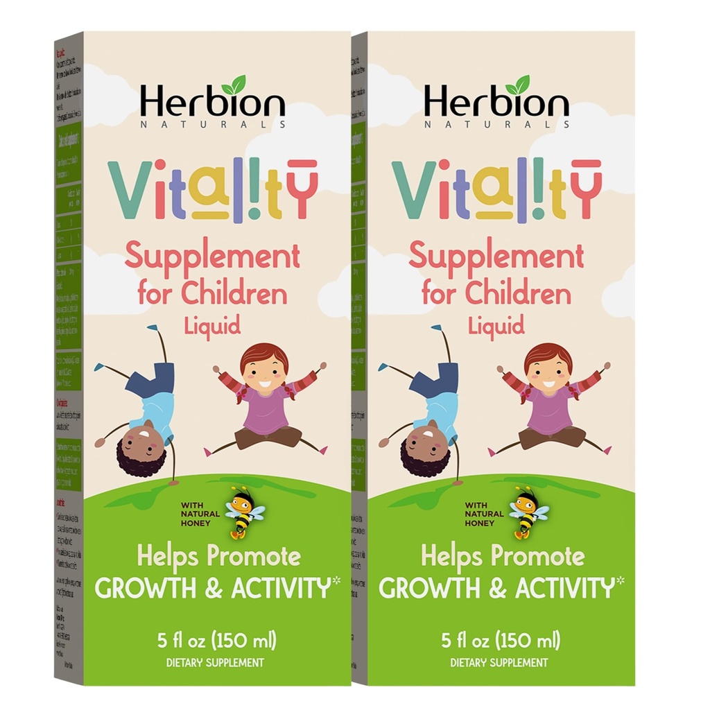 HERBION Naturals elinvoimaa täydentää lapsille, edistää kasvua ja ruokahalua, lievittää väsymystä, parantaa henkistä ja fyysistä suorituskykyä, lapsille 1 vuosi & yli, 5 Fl Oz (paketti 2)
