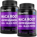 6-in-1 Organic Maca Root Ashwagandha kapselit 1710mg DHEA ja Black Pepper Fruit Extract naisille ja miehille - Black Maca Supplement for Stamina, Bone and Mood Support Supplement, 120ct (Pack of 2)