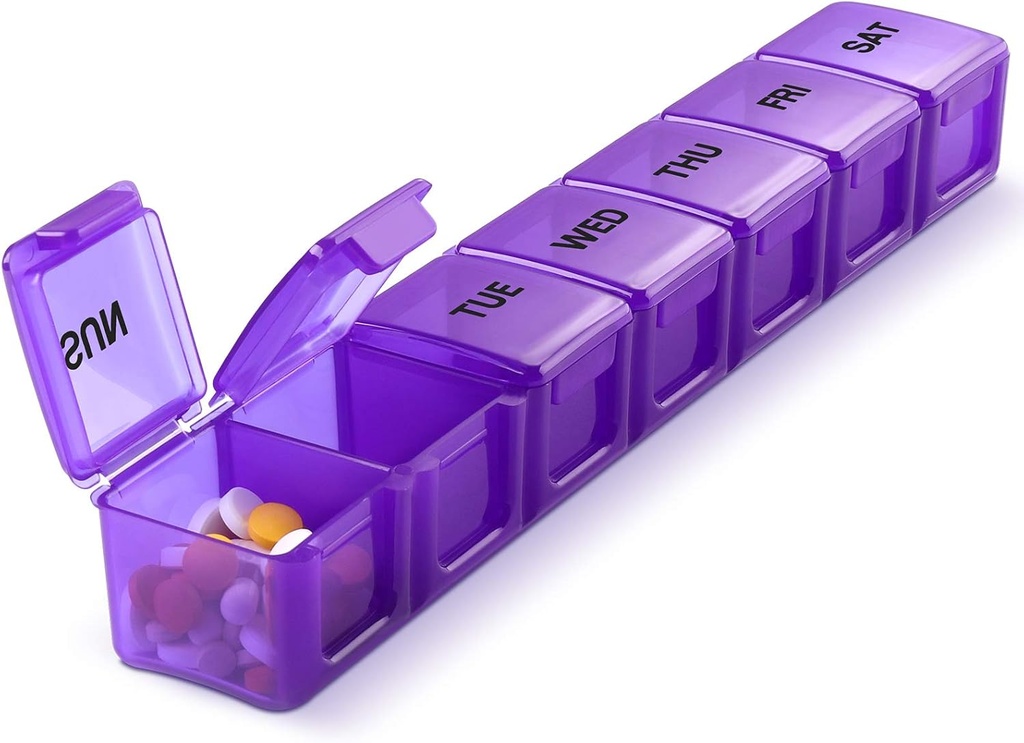 Pill Organizer XL Erittäin suuri viikoittain ja päivittäin pillereitä pillereitä / Vitamin / kalaöljy / täydentää (purppura)