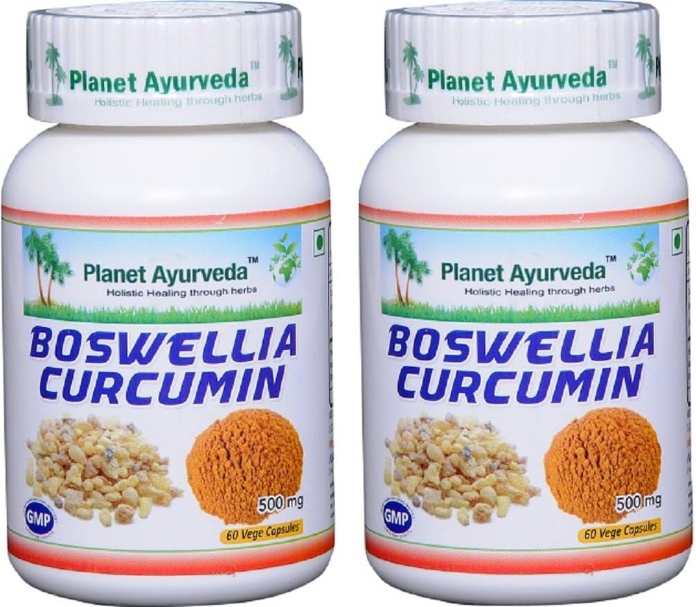 Planet Ayurveda Boswellia Curcumin, 500 mg Veg kapselit - 2 pulloa
