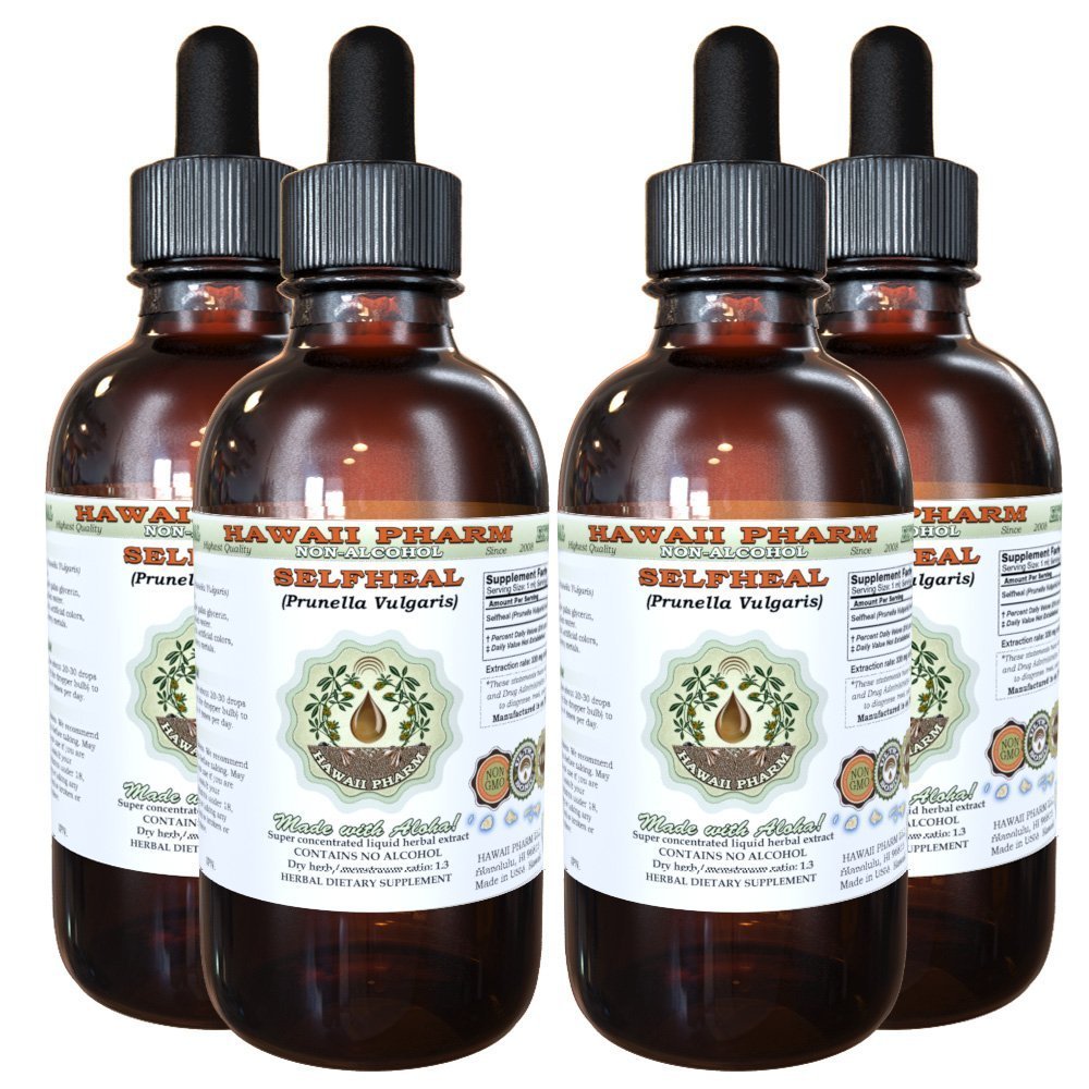 Selfheal Alkoholiton Nesteuute, Organic Selfheal (Prunella Vulgaris) Kuivattu Herb Glycerite Natural Herbal Supplement, Havaiji Pharm, USA 4x4 fl.oz