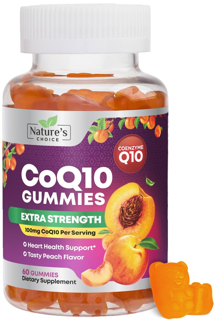 CoQ10 Gummies for Aikuinen 100mg - 3X Vahvuus, korkea imeytyminen, antioksidantti täydentää sydämen terveyden ja energian tuotantoa, Ultra Coenzyme Q10 vitamiinit, Coq 10 täydentää - 60 CoQ10 Gummies