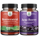 Bundle of Resveratrol Capsules med AMPK Metabolic Activator för Metabolism Boost & Cellular Efficiency och Acai Berry Antioxidant Support för kvinnor och män för immunsystem och kognitiv hälsa