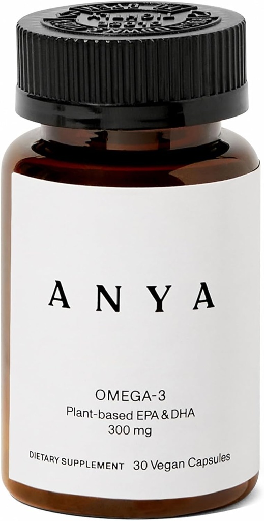 ANYA Omega 3 med 300mg DHA och EPA, Clean Ingredients, Non-GMO, 100% Vegan, Gluten, Soja och Dairy Free. Tillägg för kvinnor, Prenatal Postnatal Vitamin för amning och Laktationsstöd