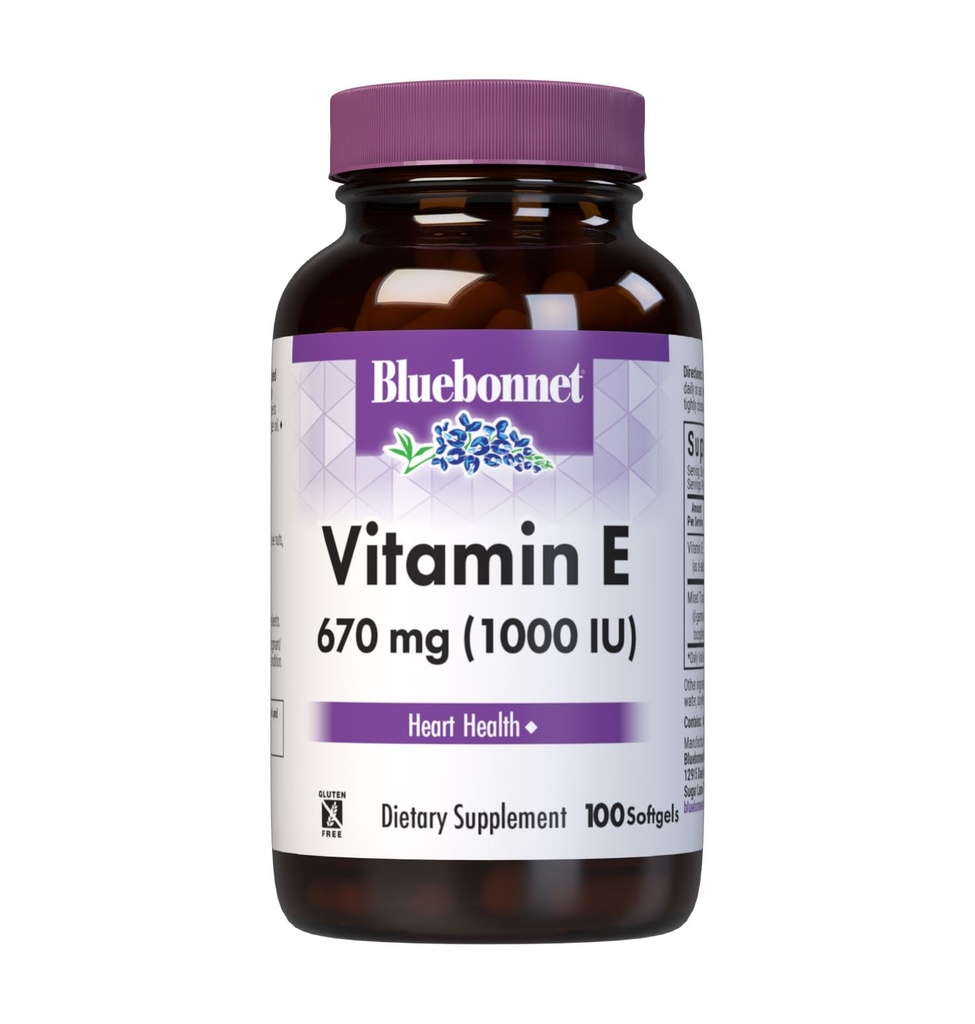 Bluebonset-vitamiini E 1000 IU sekoitettuja softgeleja, 100