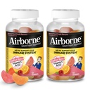 Airborne 750mg Vitamin C Gummies för vuxna, Immune Support Gummies med kraftfulla antioxidanter VIT C & E, koffeinfri - 2x63ct flaska (42 portioner), diverse frukt smak