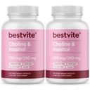 BESTVITE Choline Inositol 500mg (240 vegetariska kapslar) (120 x 2) - No Stearates - No Dicalcium Phosphate - No Fillers - Vegan - Non GMO - Gluten Free