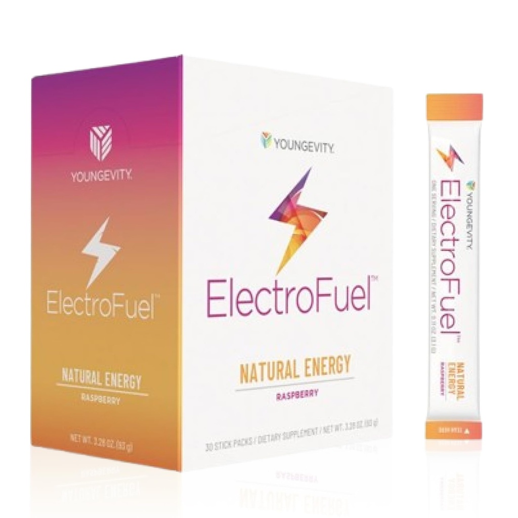 Youngevity Official ElectroFuel Natural Energy Drink Mix - Vadelma Electrolyte Powder - Energia ja nesteytys - 30 Sticks