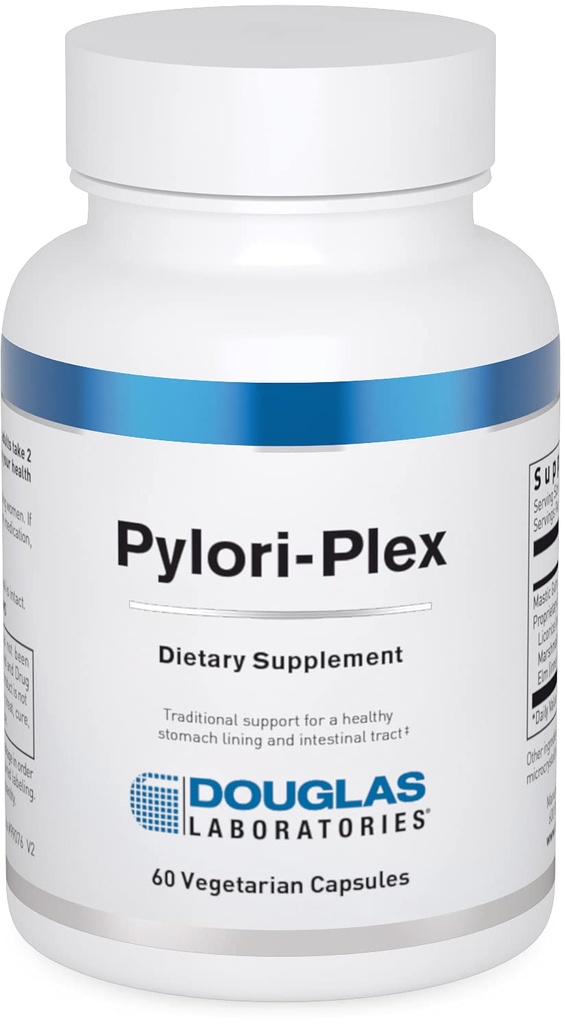 Douglas Laboratories Pylori- Plex - Vatsan kiinnitykseen ja GI-tukeen* - Mastikkokumi, lakritsijuuri, vaahtokaramellijuuri & liukas jalokivi - DGL-lisäosa - 60 kasvissyöjäkapselia