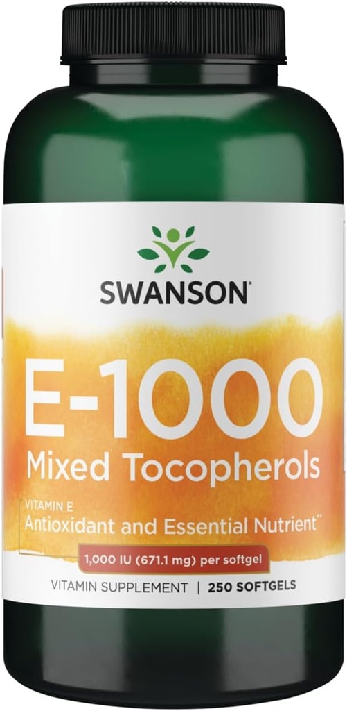 Swanson-vitamiini E sekoitettu tokoferolit 1000 Iu (671,1 Milligrammaa) 250 Sgeliä