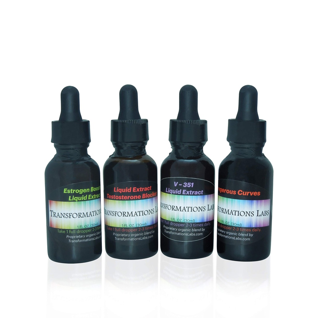 MTF E-Booster, T-Blocker, V~351 Advanced Feminizer & Dangerous Curves Synergist, MTF Liquid Uutteet 4 Pack Transitioning Transsukupuoliset Kit!!