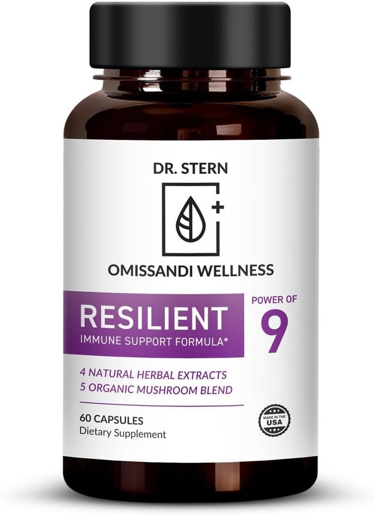 BIO-Essentials, Resilient - Natural Immune System Support - Dr. Formuloitu vahvistamaan puolustuksesi - W / Organic Mushroom Blend, Echinacea, Astragalus, Oregano & More - Vegan - Valmistettu USA- 60 kapselia