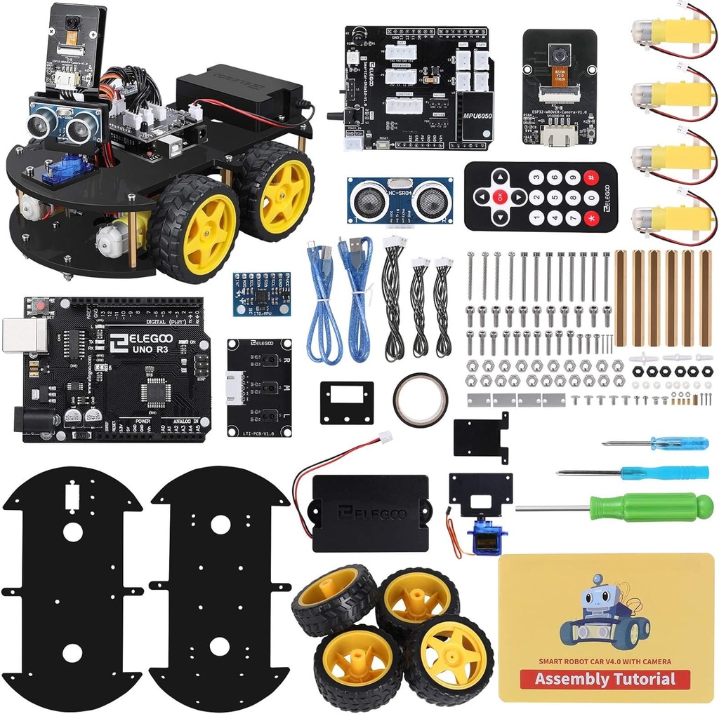 ELEGOO UNO R3 Smart Robot Auto Kit V4 Arduino Robotiikka lapsille 8-12 12-16 STEM Science Kits koodaus Lahjat 8 9 10 11 12 13 14 15 16 Vanhat pojat Tytöt Teens Cool Engineering Rakentaminen Lelut