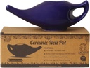 ANCIENT IMPEX Ceramic Neti Pot 250 Ml (Violet) med 5 Sachets Neti Salt | Nasal Wash, Sinus Relief & Nasal Hygiene | Ayurveda Nasal Irrigation Pot
