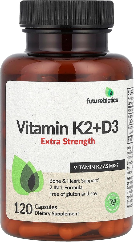 Futurebiootit K2-vitamiini + D3, ekstravahvuus, 120 kapselia