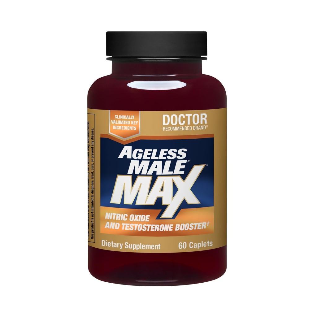 Ageless Male Max Total Testosteron Booster Supplement för Män, 60 Caplets