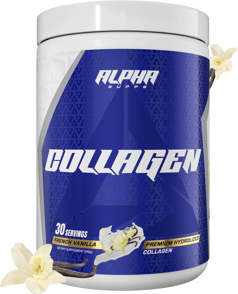 Alpha Supps Premium Hydrolysed Collagen Protein Powder - Collagen Peptides Supplement for Men & Women with Dgestive Enzymes - 30 Tarjoukset (ranskalainen vanilja)